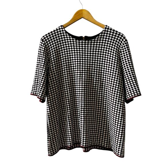 Ann Taylor Tops - Ann Taylor Gingham Short Sleeve Knit Sweater Top Size XL Red White Black